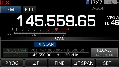 IC705 scan vfo delta