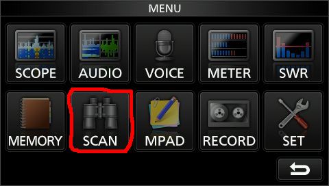 IC7300 menu 1 scan