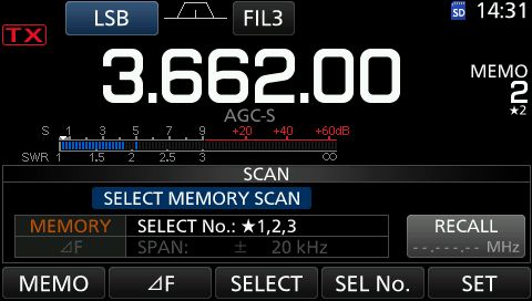 IC7300 scan memory select