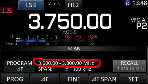 IC7300 scan program start 