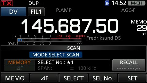 IC9700 mode select scan 