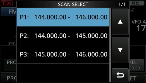IC9700 Select Program scan 